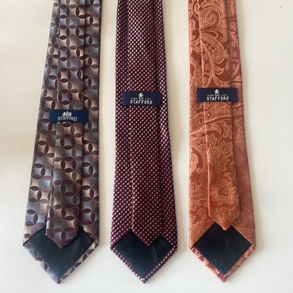 Set of 3 Premium Stafford Men’s Silk Ties - Picture 4 of 8
